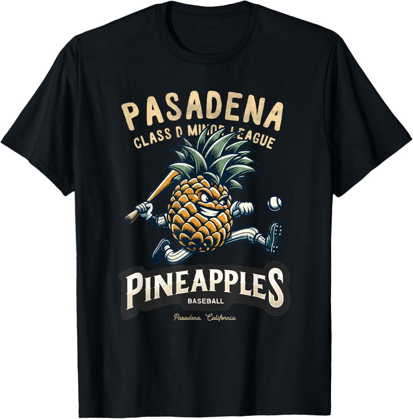 Pasadena Pineapples Retro Minor League Baseball T-Shirt - T-Shirt | Black