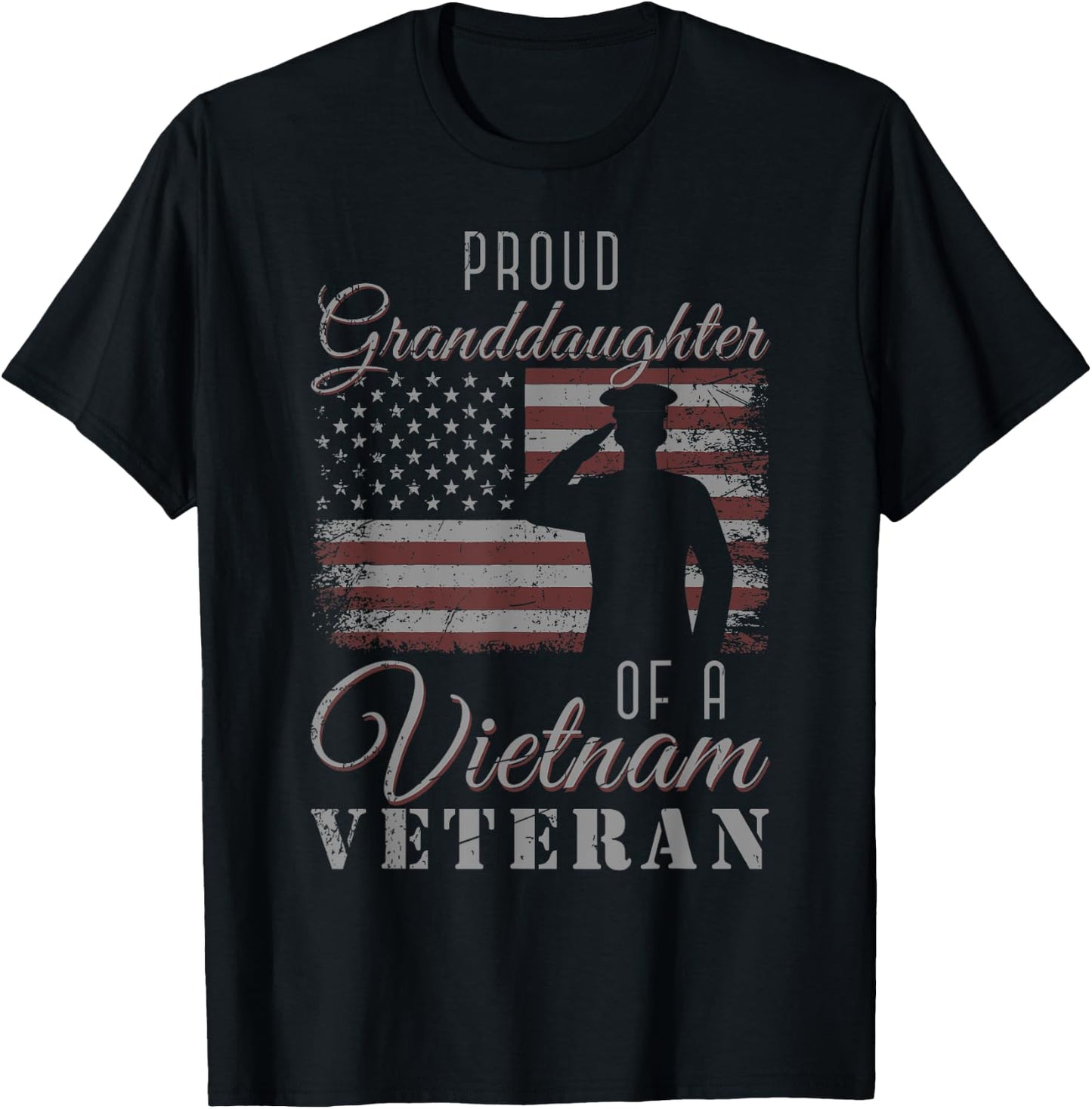 Proud Granddaughter US Flag 4th Of July Vietnam Veteran T-Shirt - T-Shirt | Black