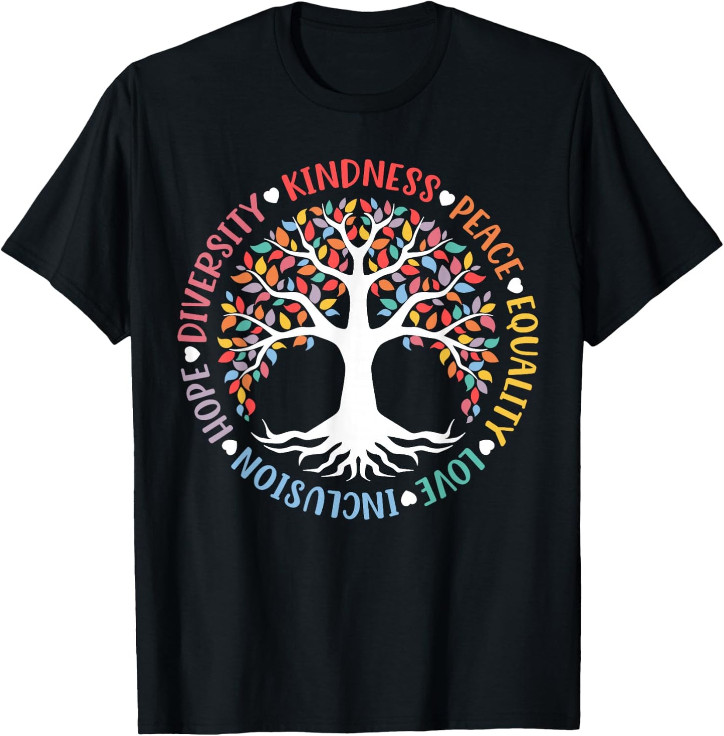 World Peace Supporter Retro Women Men Apparel Kindness Peace Equality Love Inclusion Hope Diversity Retro T-Shirt - T-Shirt | Black