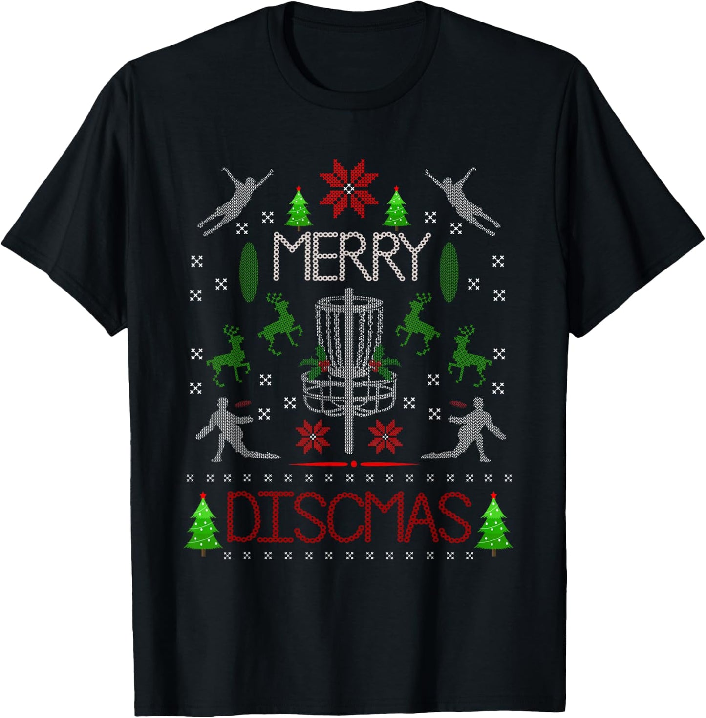 Vintage Disc Golf Ugly Christmas Merry Discmas Party T-Shirt - T-Shirt | Black