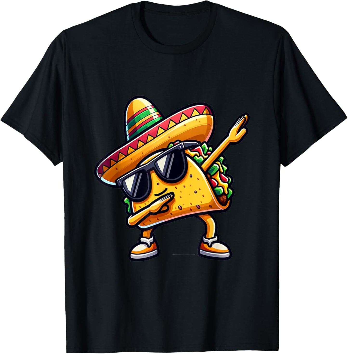 Mexican Food Dabbing Taco T-Shirt - T-Shirt | Black