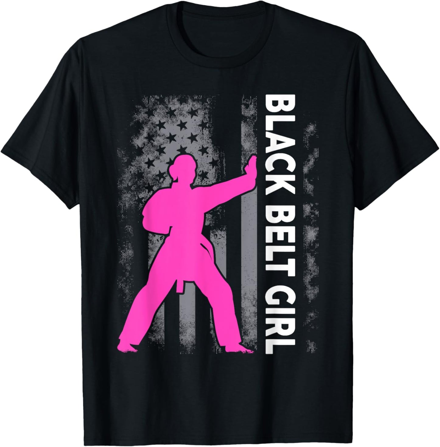 Black Belt Girl Karate Jiu Jitsu Taekwondo Martial Arts T-Shirt - T-Shirt | Black