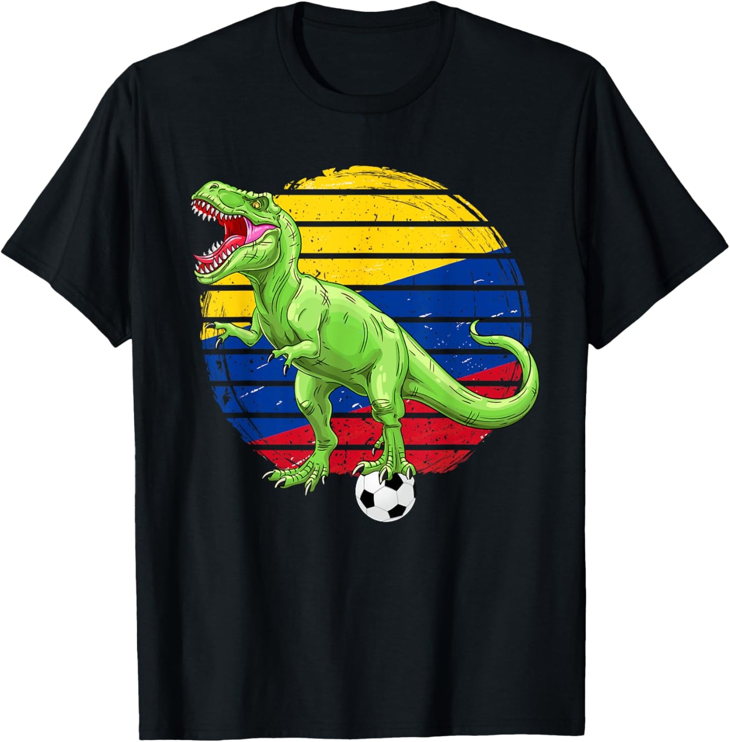 Soccer Dinosaur Trex Colombia Flag Boys Girls Toddler T-Shirt - T-Shirt | Black
