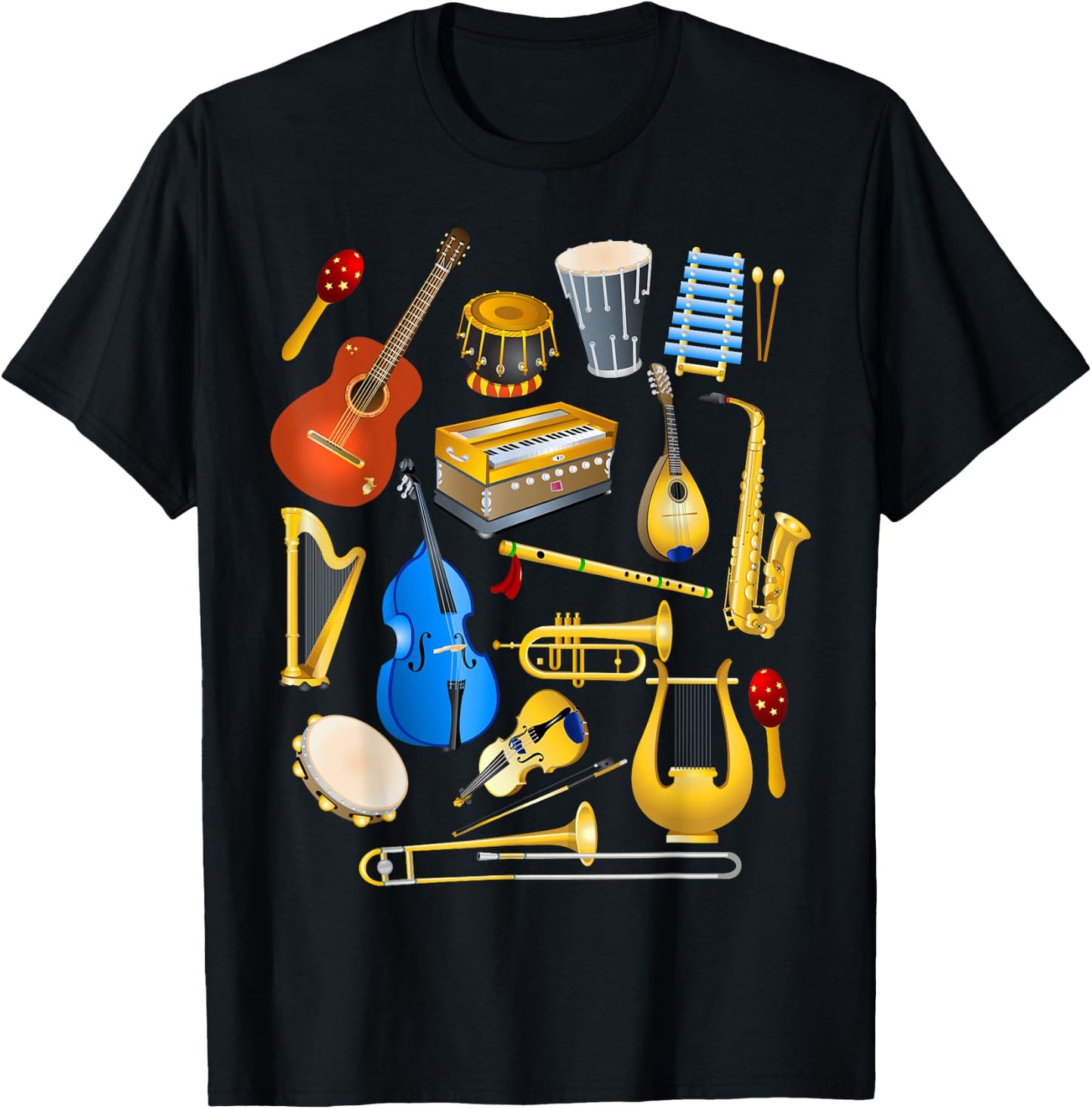 Cute Little Boys Musical Instruments Fans Funny Gift T-Shirt - T-Shirt | Black