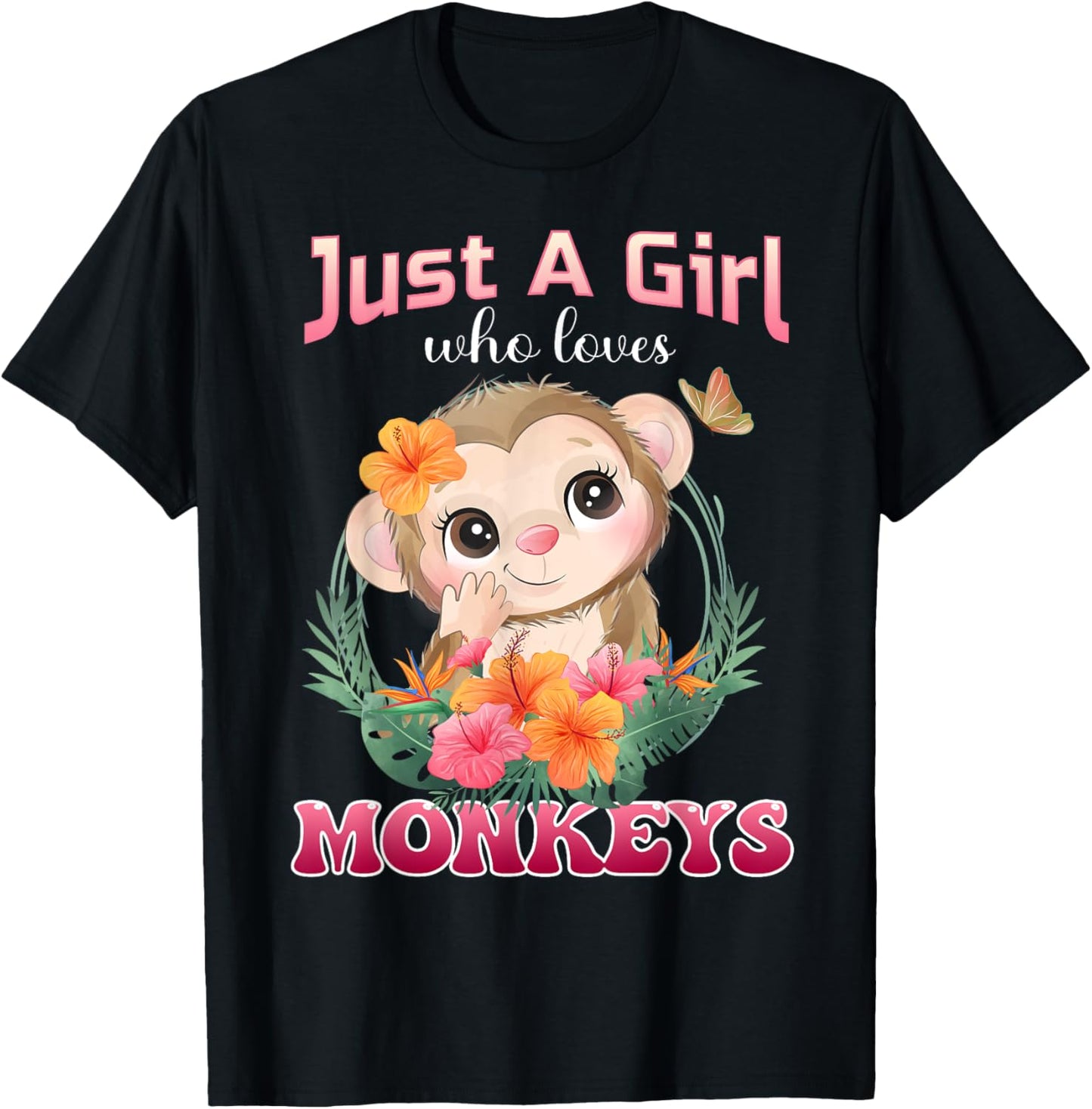 Just A Girl Who Loves Monkeys Monkey Kids T-Shirt - T-Shirt | Black