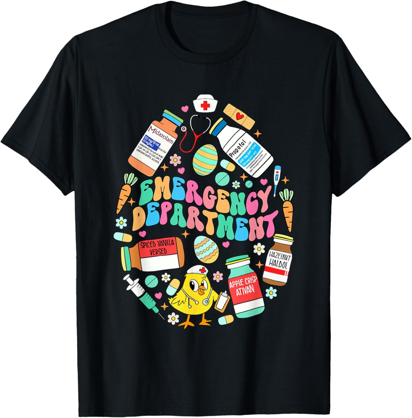 Easter Eggs Emergency Department Er Ed Nurse Critical Care T-Shirt - T-Shirt | Black