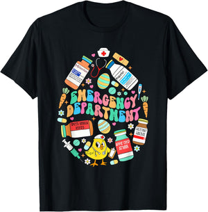 Easter Eggs Emergency Department Er Ed Nurse Critical Care T-Shirt - T-Shirt | Black