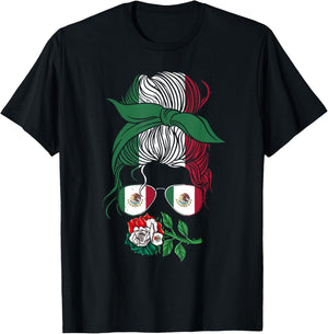 Mexico Gift Rose Tijuana Mexican Hispanic Pride Poncho T-Shirt - T-Shirt | Black
