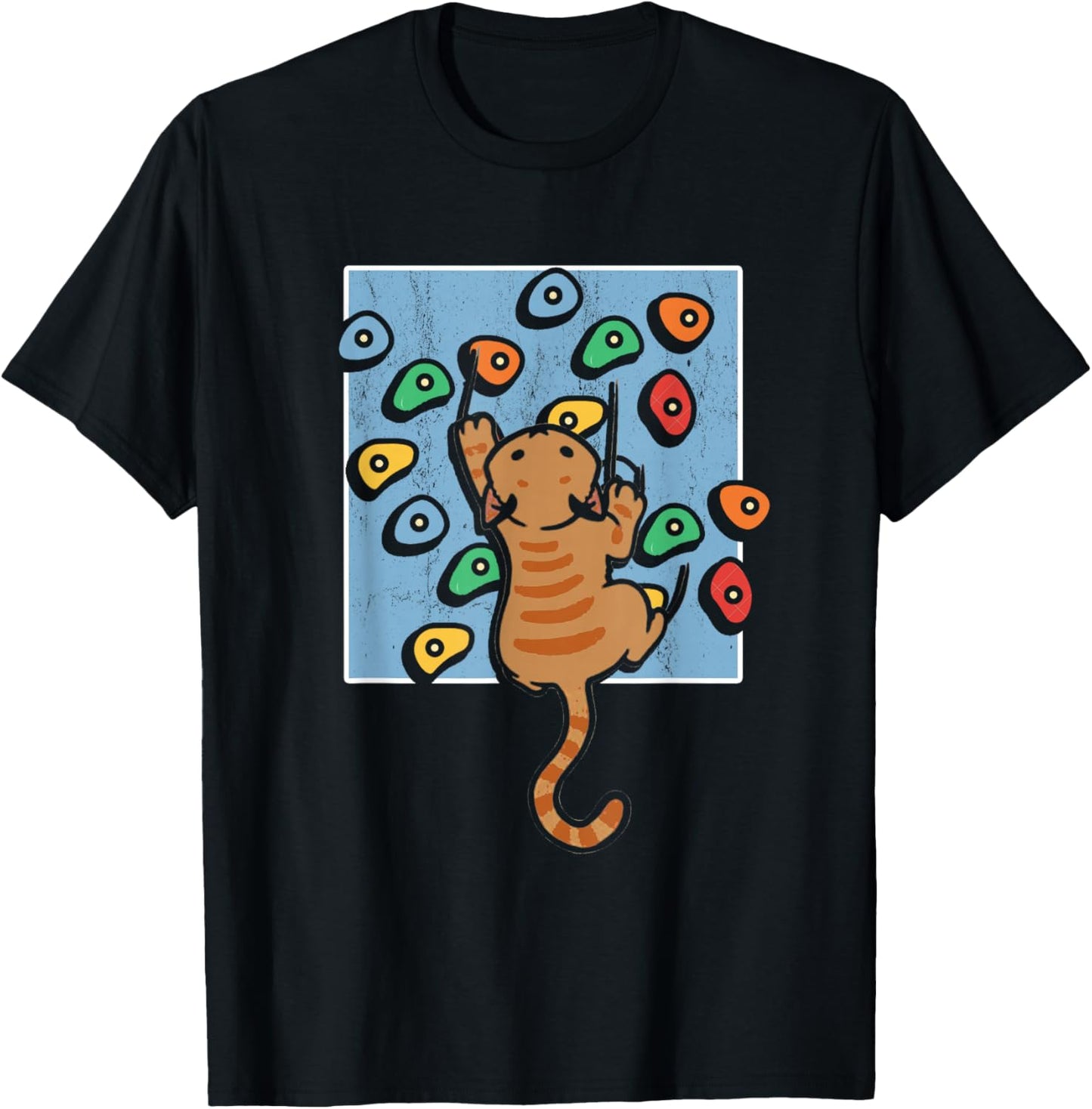 Funny Cat Climber | Climbing Wall | Bouldering Climb T-Shirt - T-Shirt | Black