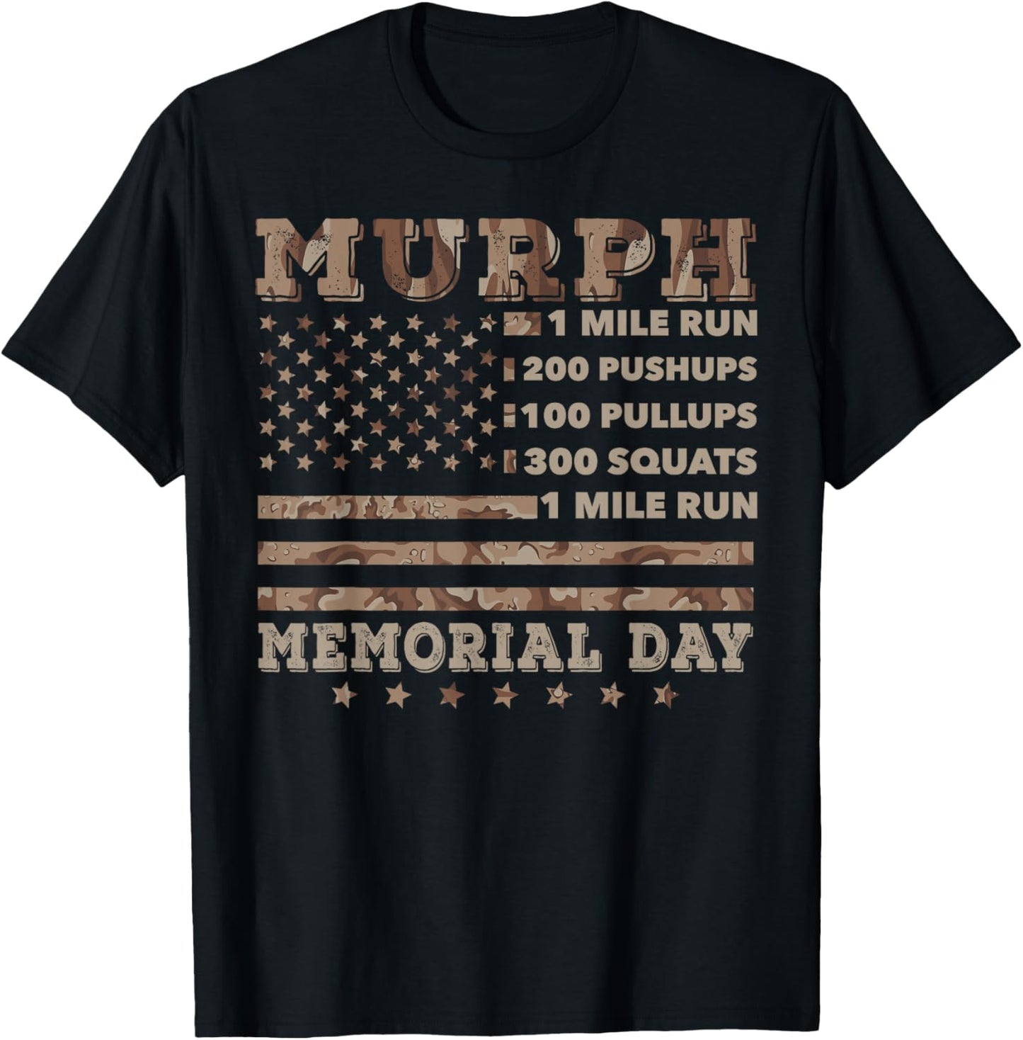 Murph 2021 Workout Challenge American Memorial Day Murph T-Shirt - T-Shirt | Black