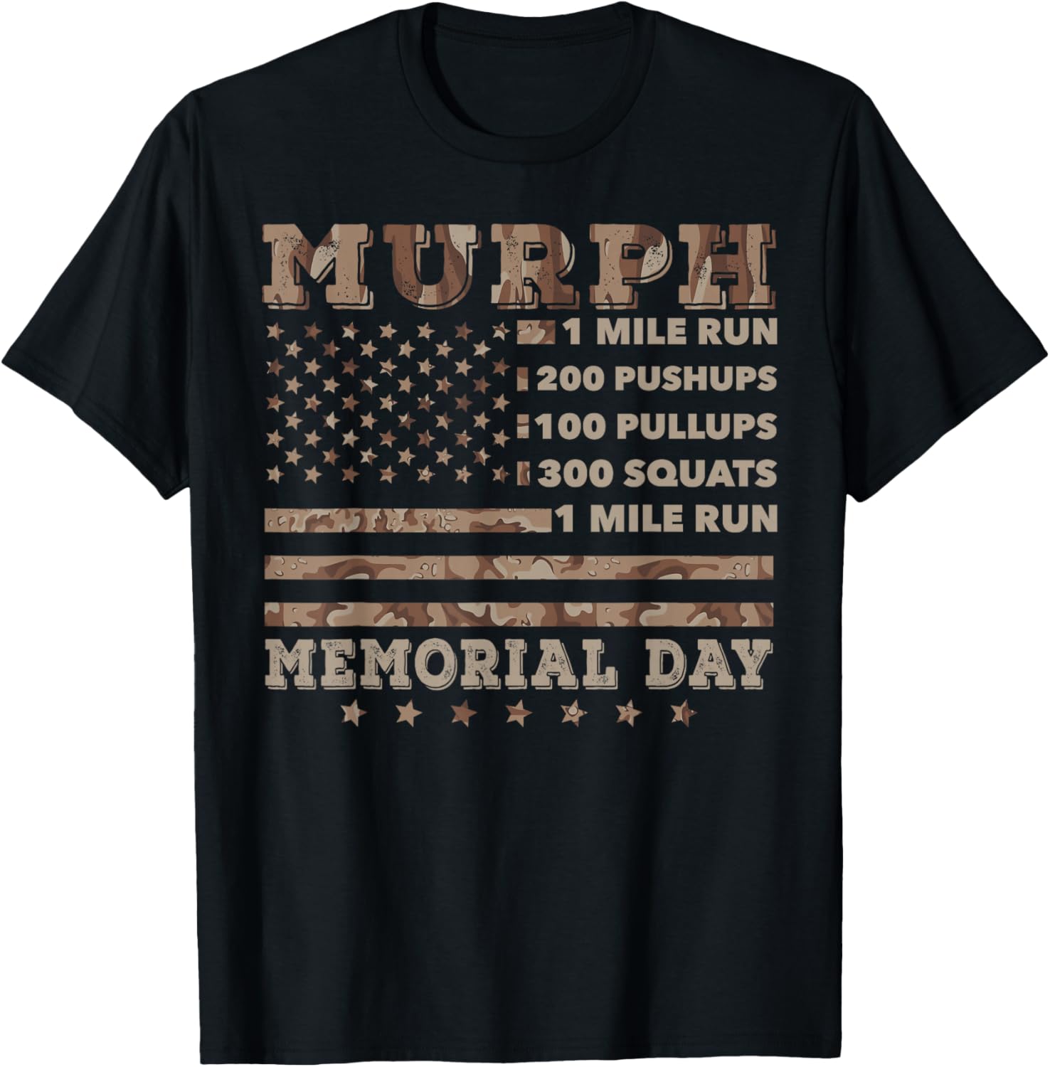 Murph 2021 Workout Challenge American Memorial Day Murph T-Shirt - T-Shirt | Black