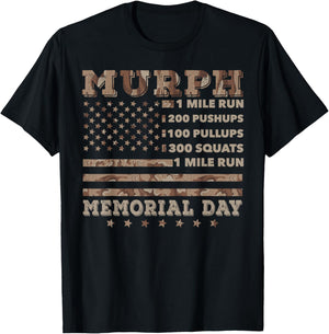 Murph 2021 Workout Challenge American Memorial Day Murph T-Shirt - T-Shirt | Black