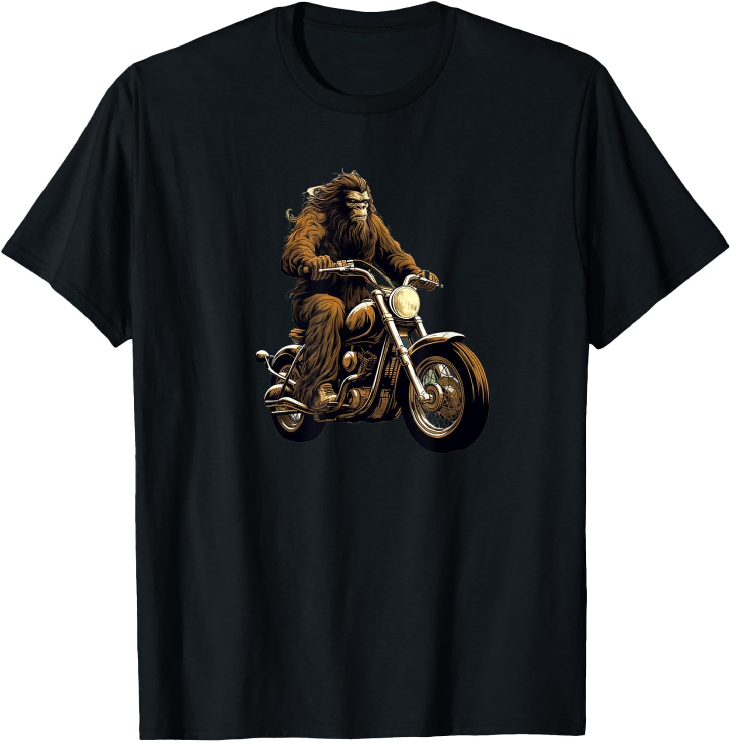 Pine State Apparel Bigfoot Motorcycle , Men's Classic Fit Short Sleeve Black Small T-Shirt - T-Shirt | Black