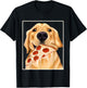 Golden Retriever eating pizza - dog with a slice of pizza T-Shirt - T-Shirt | Black