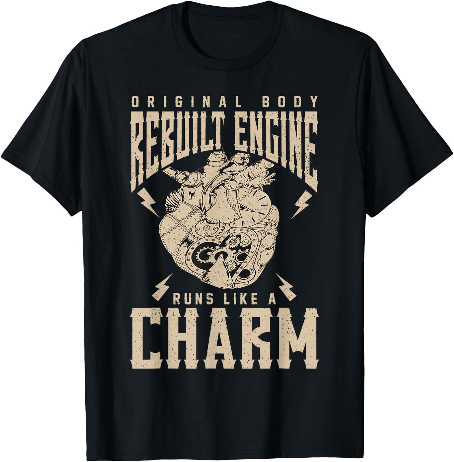 Open Heart Original Body Rebuilt Engine Running Like A Charm T-Shirt - T-Shirt | Black