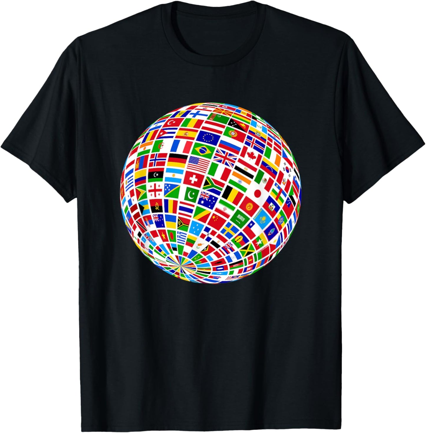 Cool Flags of The World Illustration Novelty Graphic Designs T-Shirt - T-Shirt | Black