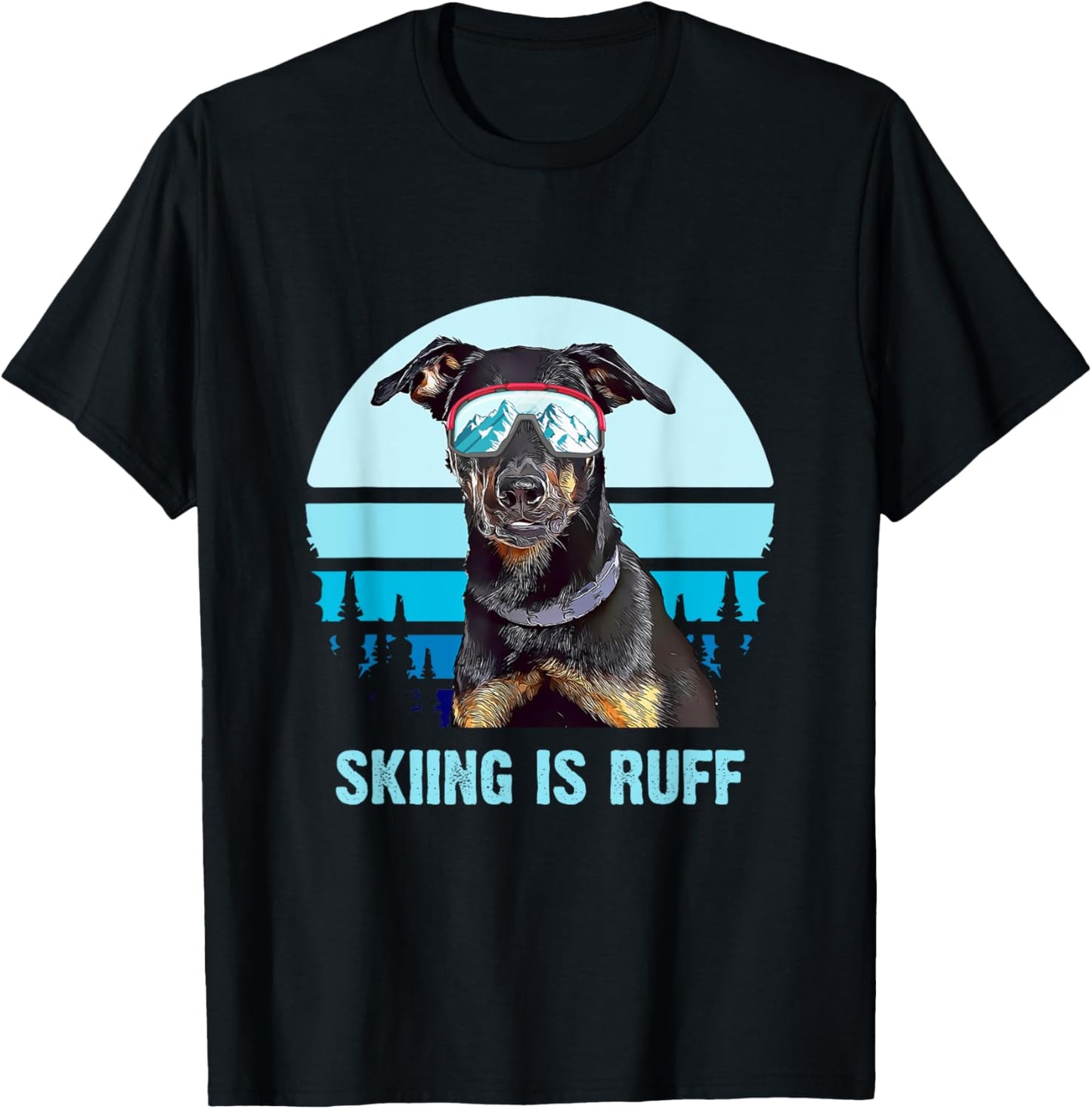 Beauceron Winter Skiing is Ruff Ski Dog Lover Men Women Girls Kids T-Shirt - T-Shirt | Black