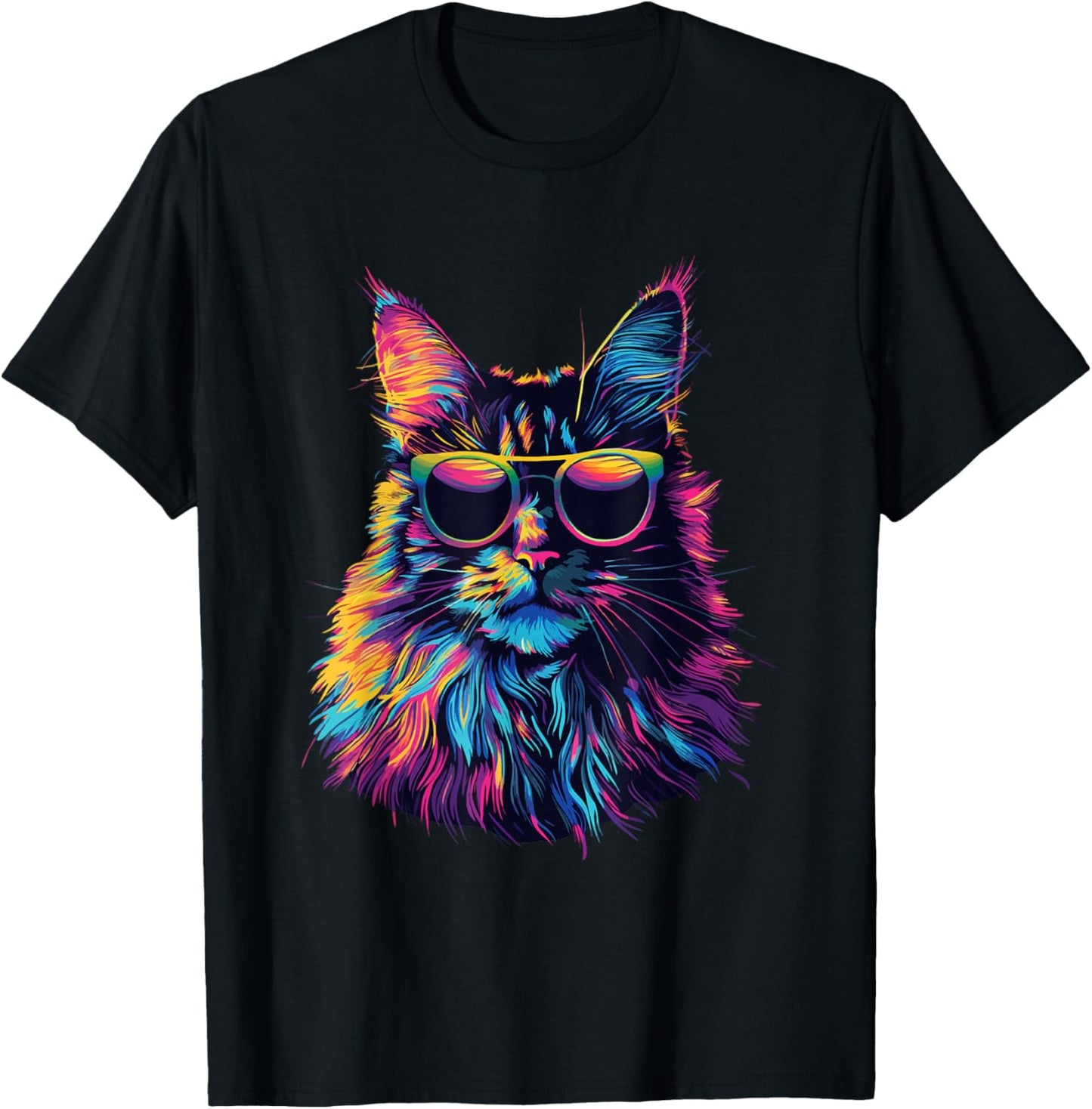 Maine Coon Cat Lovers Design Pop Art Funny Maine Coon Cat T-Shirt - T-Shirt | Black