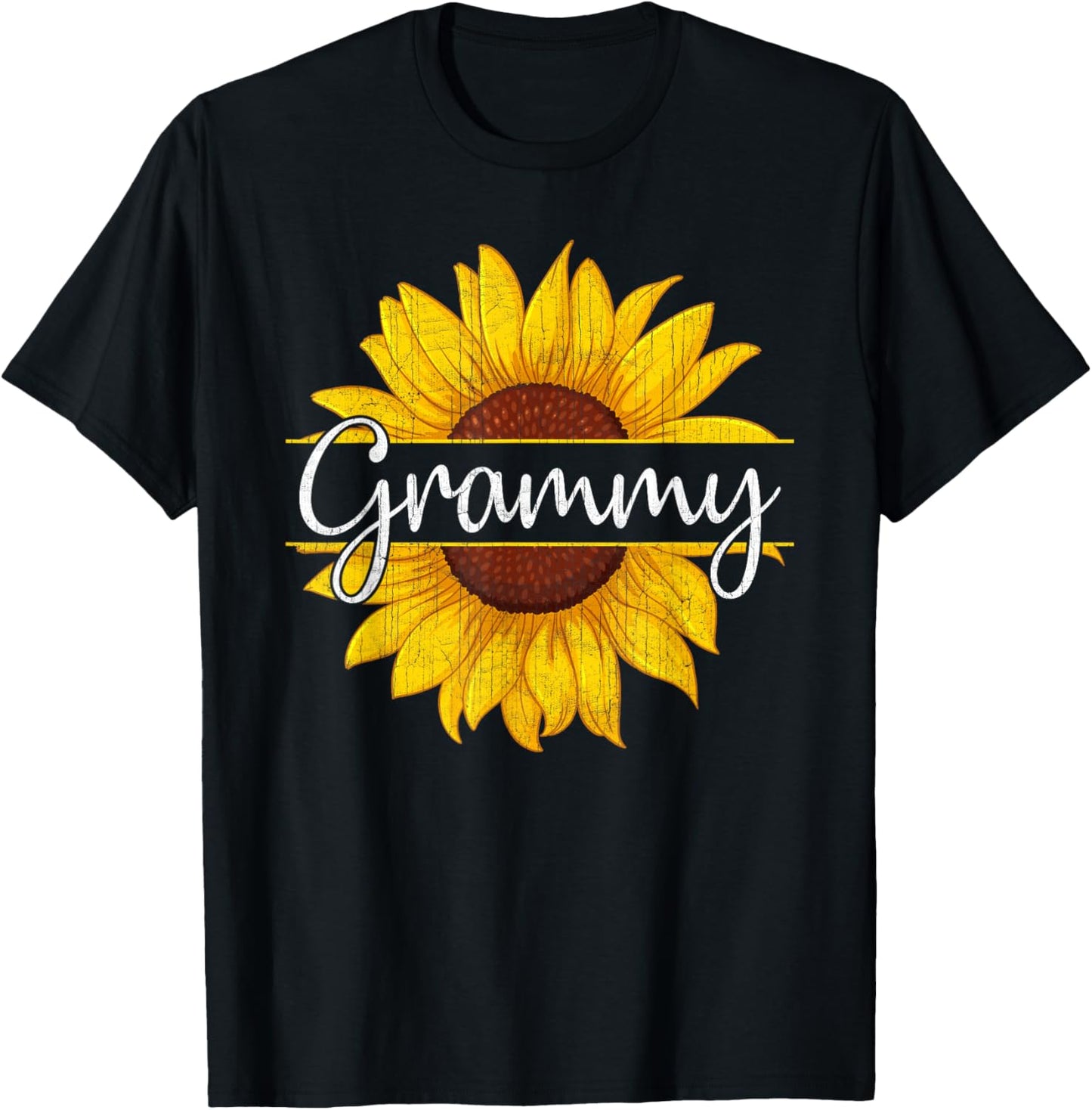 Summer Vintage Yellow Sunflower Graphic Sunflower Grammy T-Shirt - T-Shirt | Black