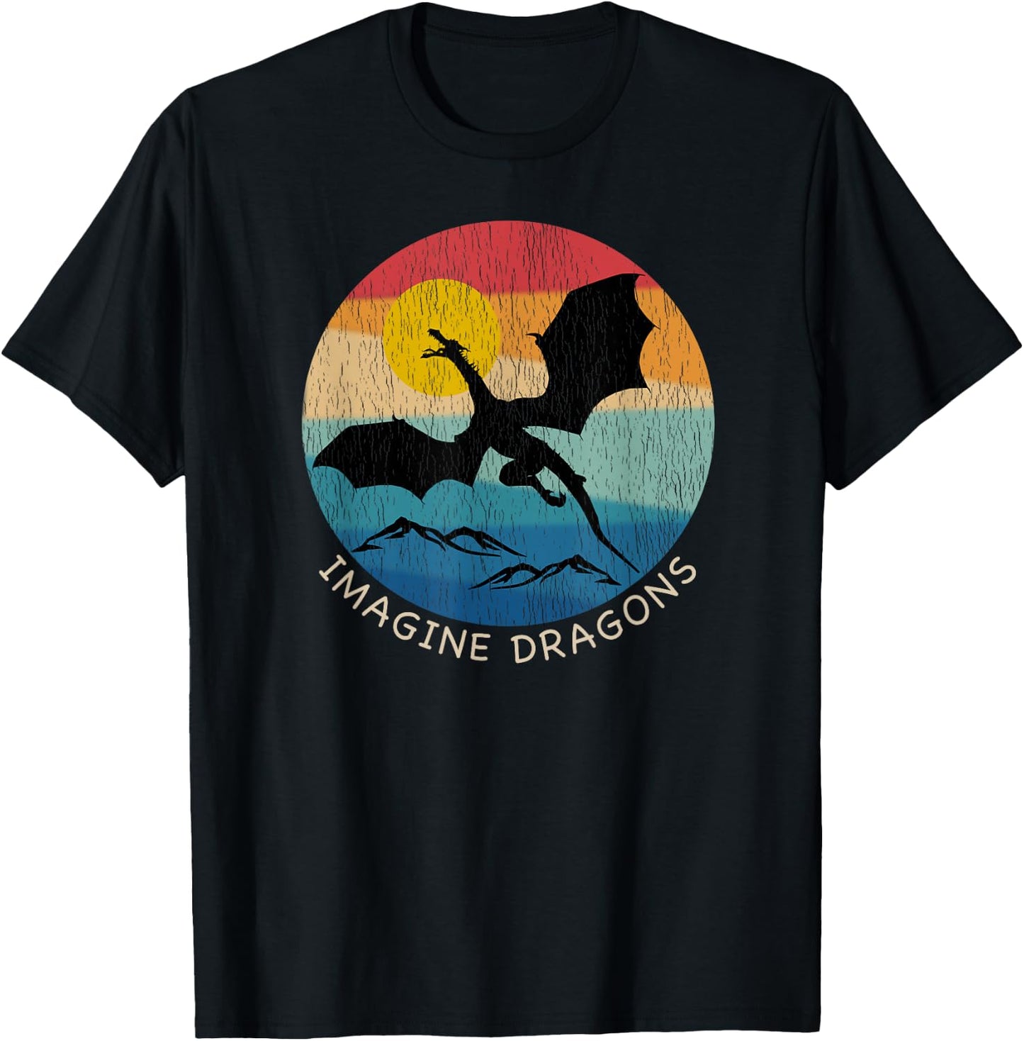 Imagine Magical and Mythical Fantasy Dragons T-Shirt - T-Shirt | Black