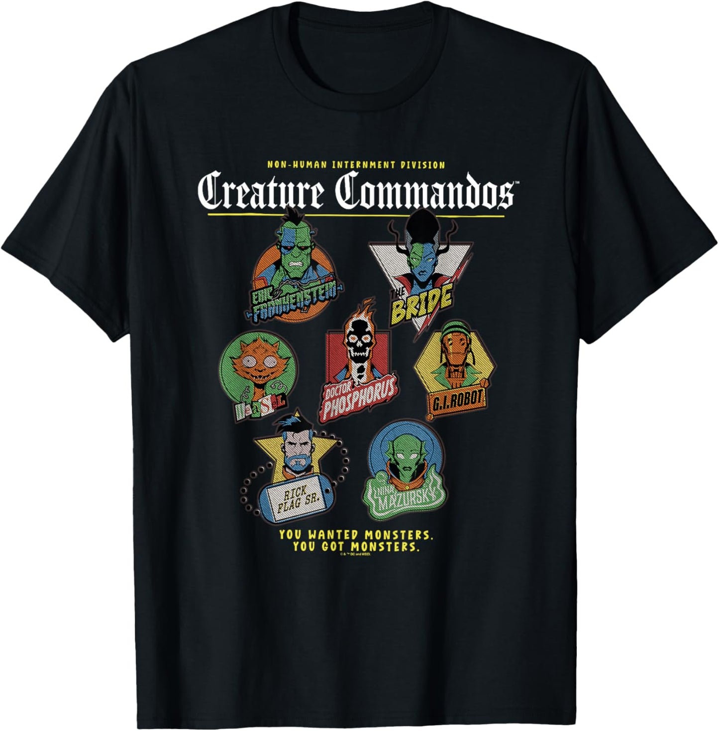 Creature Commandos Badges T-Shirt - T-Shirt | Black