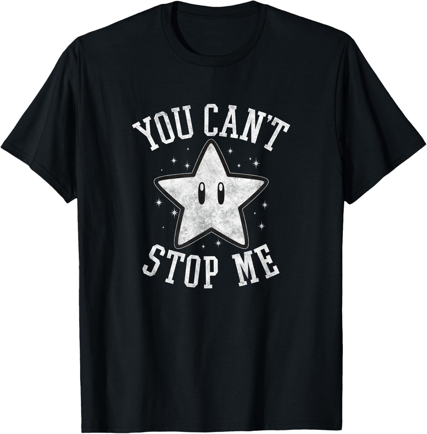 Super Mario Super Star You Can't Stop Me Faded Nintendo Icon T-Shirt - T-Shirt | Black