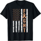 Fight Uterine Cancer Awareness Peach Ribbon American Flag T-Shirt - T-Shirt | Black