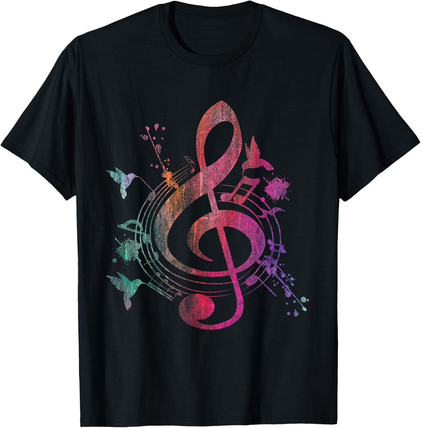 Music Musical Instrument Birds Treble Clef T-Shirt - T-Shirt | Black