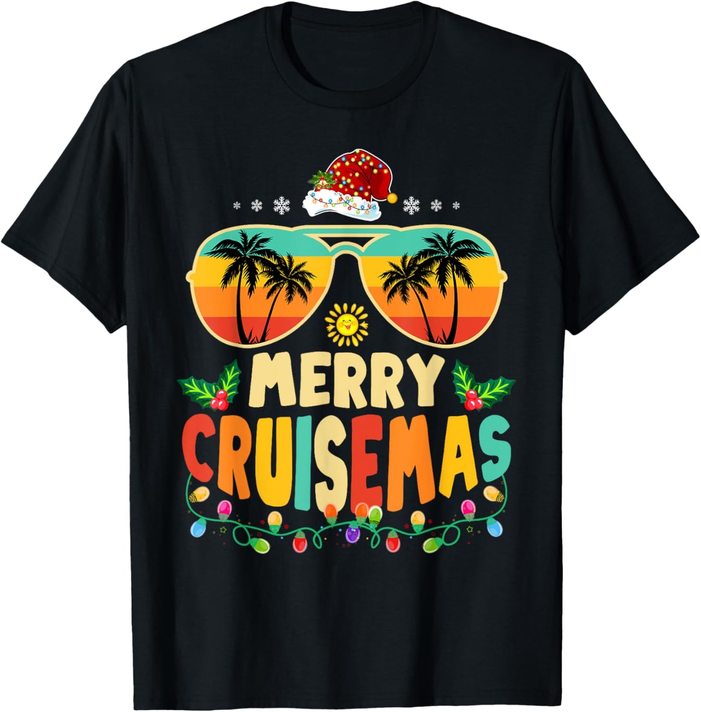 Merry Cruisemas 2025 Christmas Santa Reindeer Cruise T-Shirt - T-Shirt | Black
