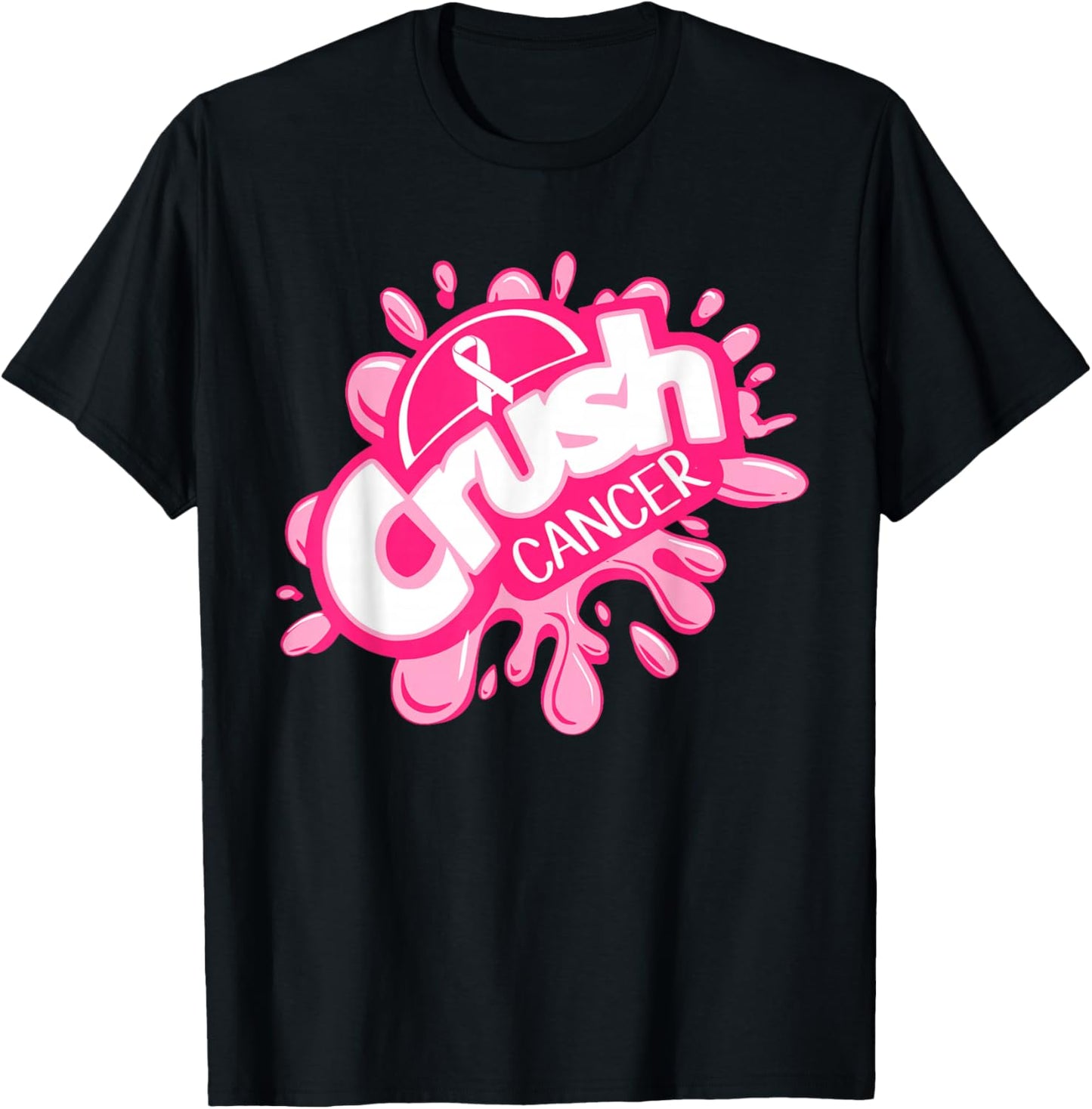 Crush Cancer Pinktober Ribbon Breast Cancer Awareness T-Shirt - T-Shirt | Black