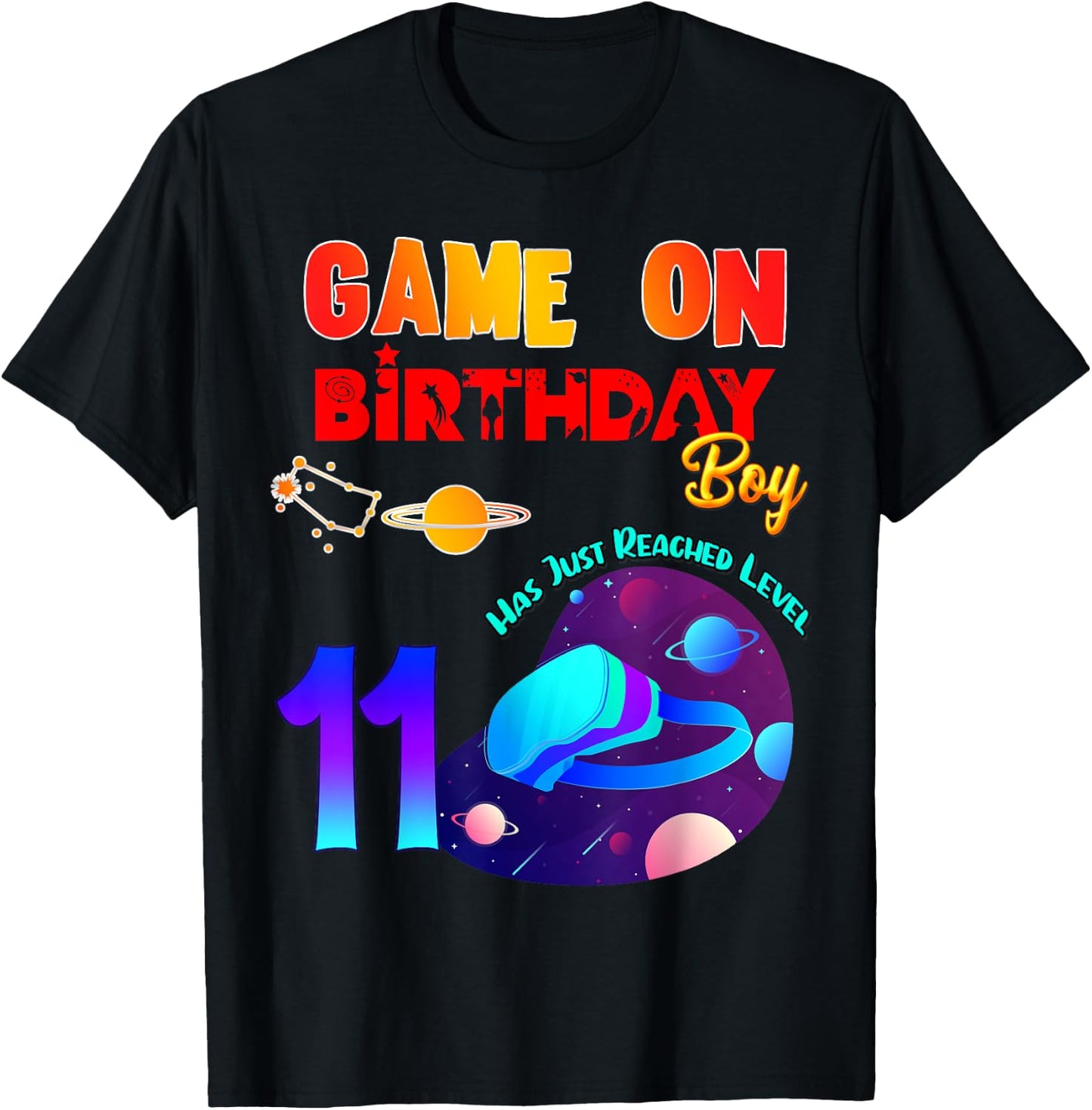 VR Virtual Reality Game On 11 Birthday Party Matching Outfit T-Shirt - T-Shirt | Black