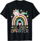 100 Days Smarter Kids Girls Unicorn 100th Day of School T-Shirt - T-Shirt | Black