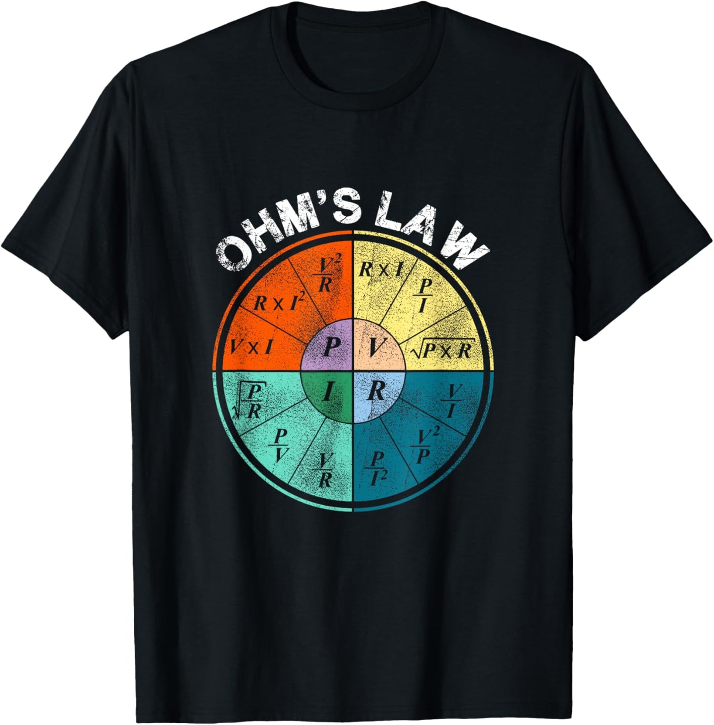 Ohm's Law Current Resistance Power Voltage Pie Chart Design T-Shirt - T-Shirt | Black