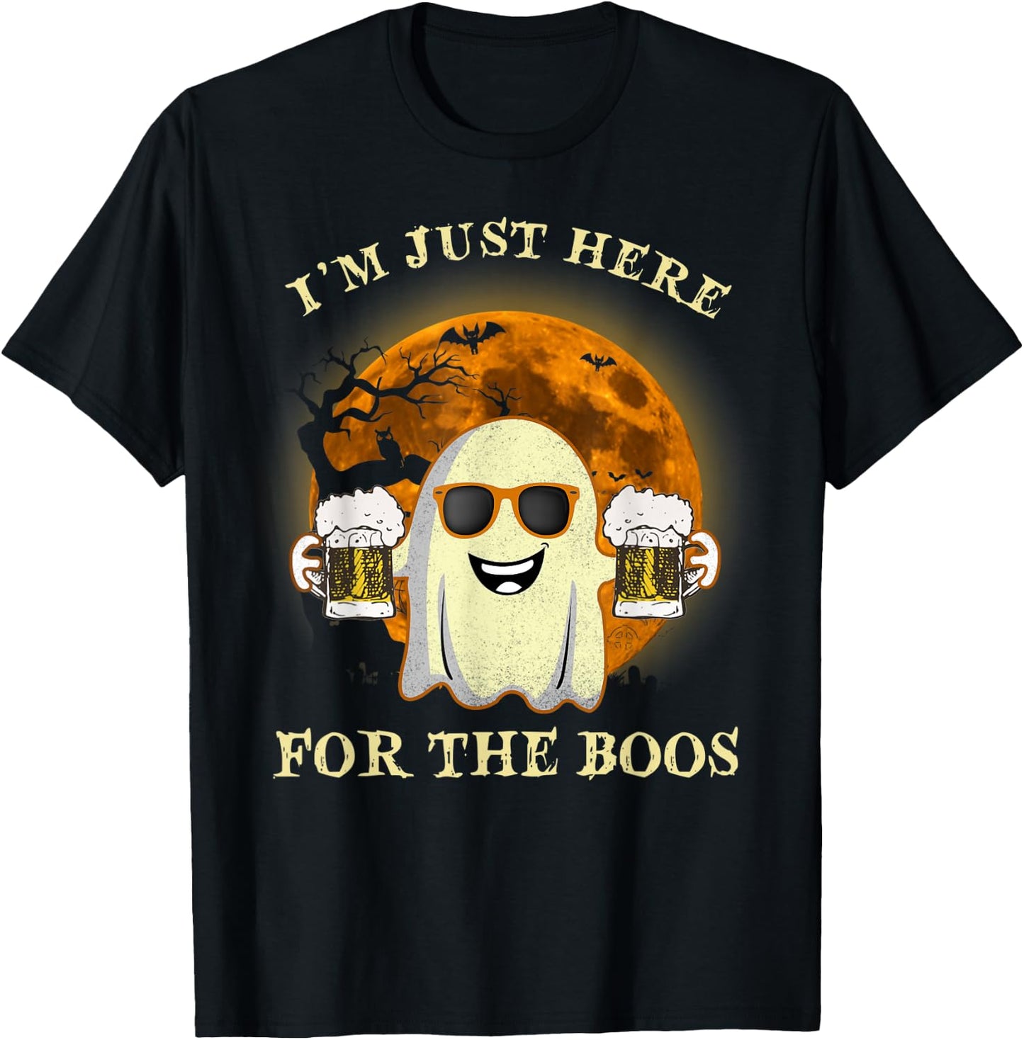 I'm Just Here For The Boos Ghost Beer Halloween Costume T-Shirt - T-Shirt | Black