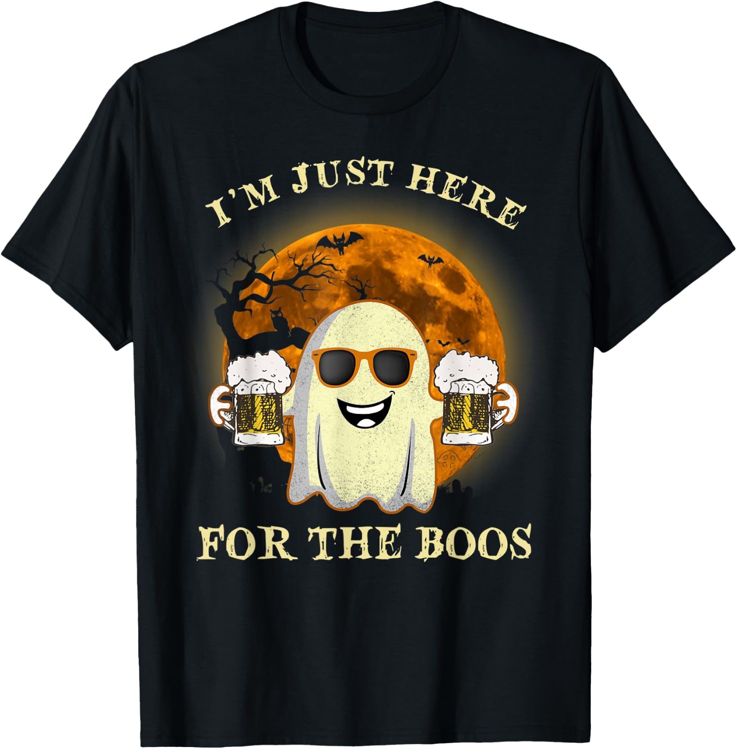 I'm Just Here For The Boos Ghost Beer Halloween Costume T-Shirt - T-Shirt | Black