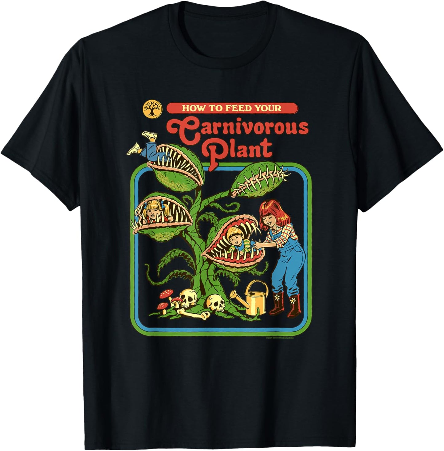 Steven Rhodes How to Feed Your Carnivorous Plant Dark Humor T-Shirt - T-Shirt | Black
