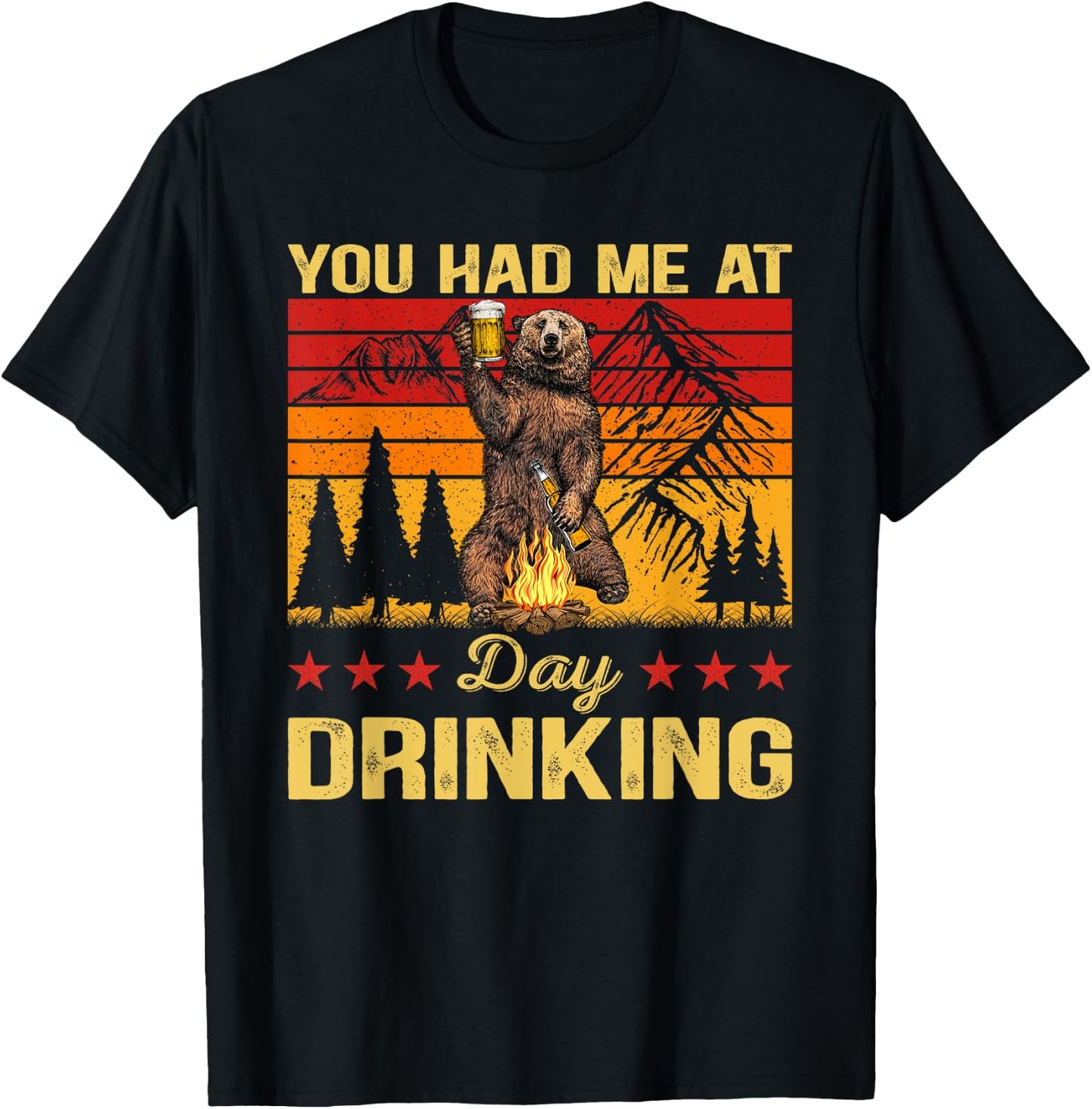 You Had Me At Day Drinking Vintage Bear Drinking Beer T-Shirt - T-Shirt | Black