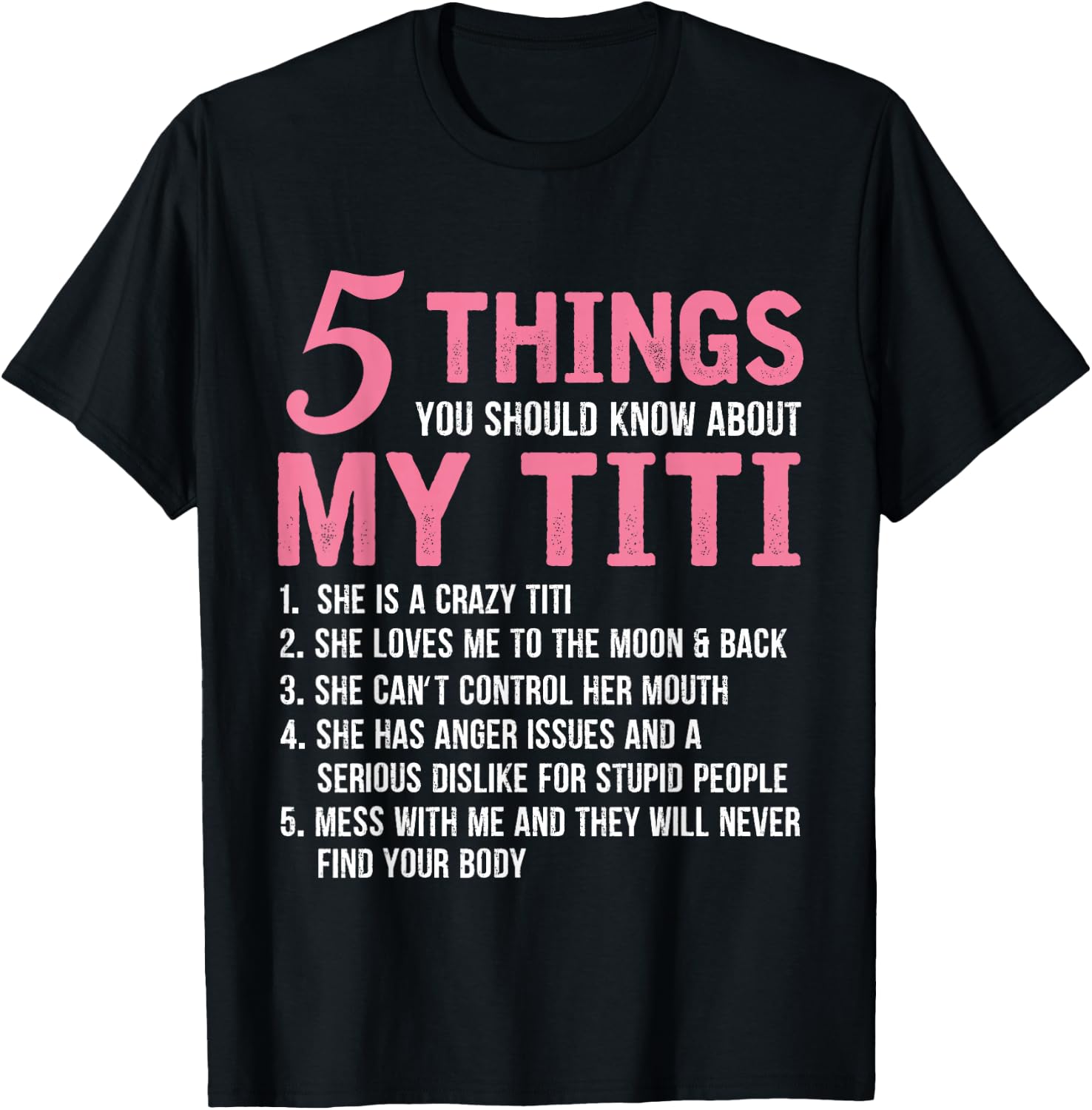 5 Things You Should Know About My Titi Funny Grandma T-Shirt - T-Shirt | Black
