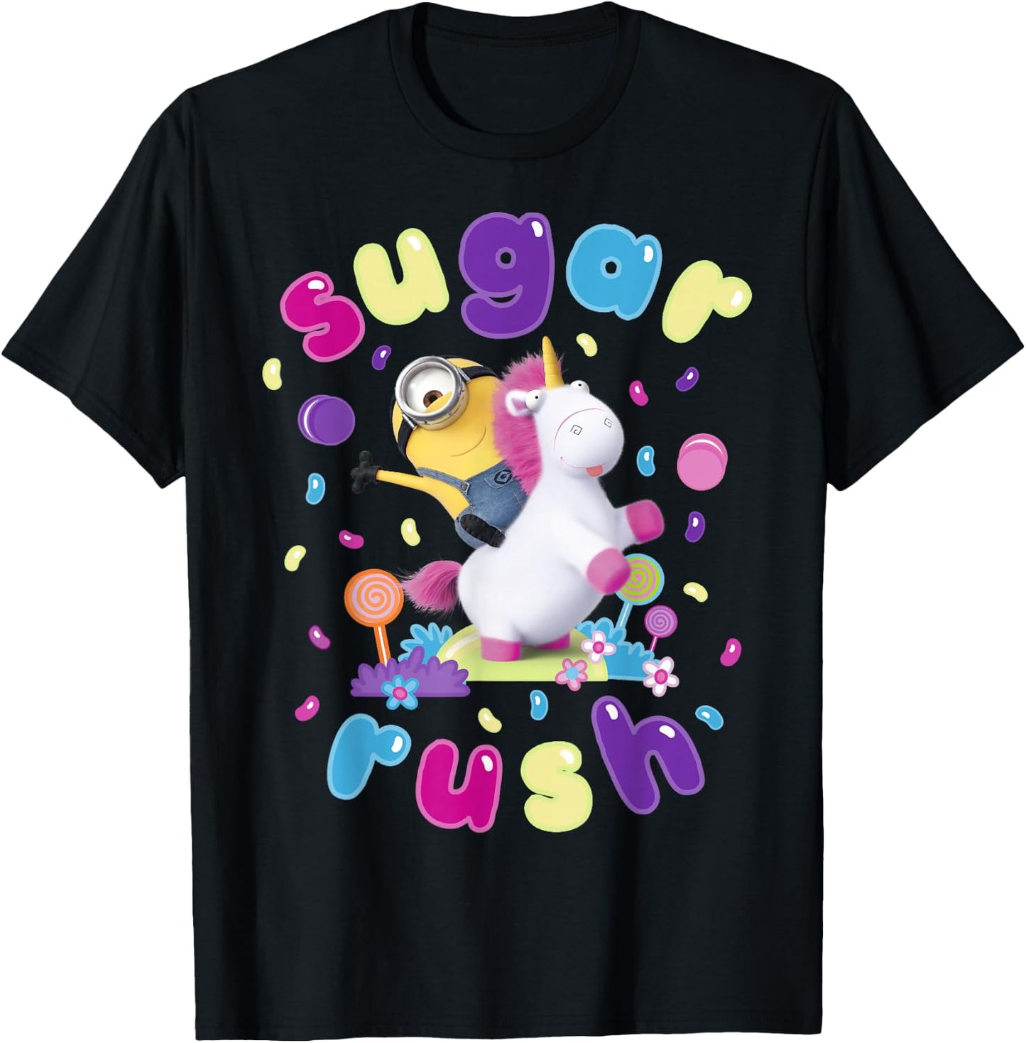 Despicable Me Minions Sugar Rush Candy Graphic T-Shirt - T-Shirt | Black