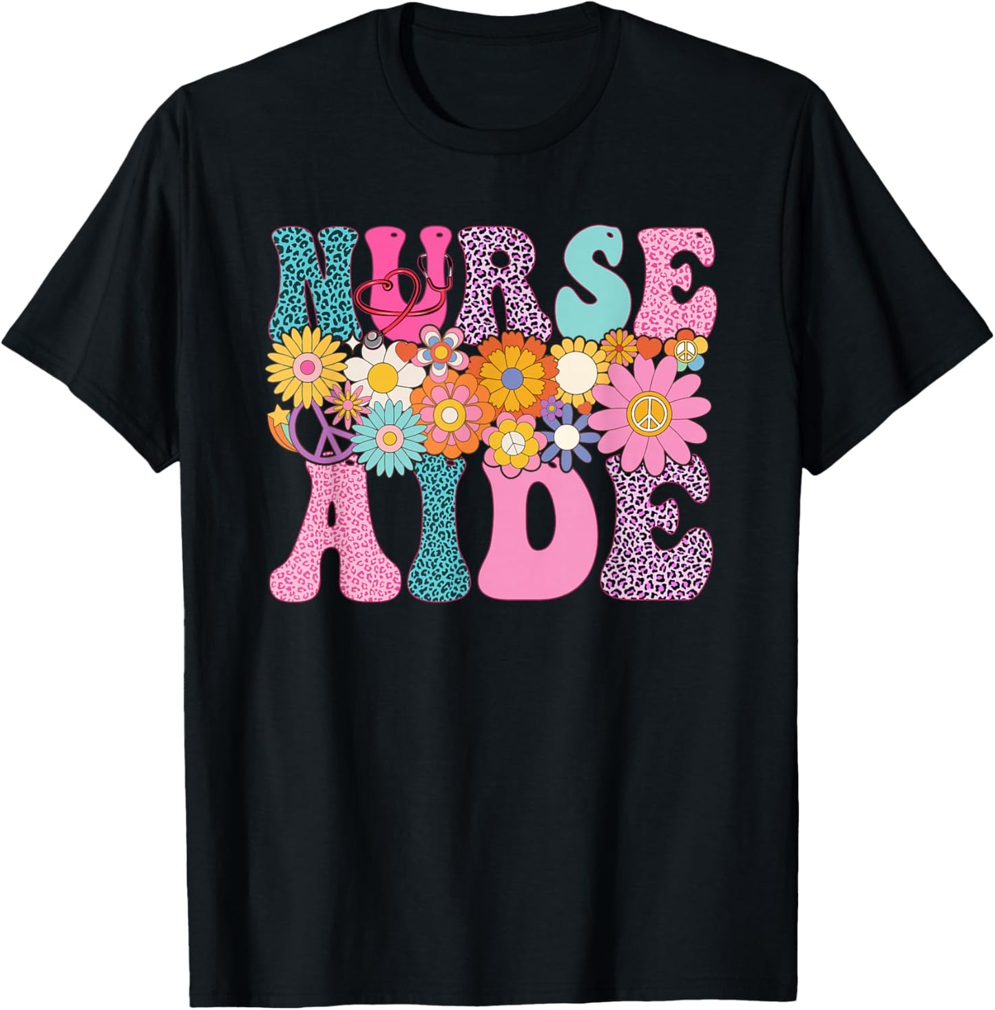Nurse Aide Week Groovy Leopard Appreciation Day T-Shirt - T-Shirt | Black