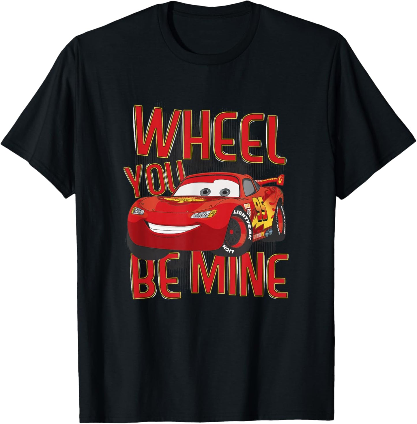 Disney Pixar Cars 2 Valentine's Day Wheel You Be Mine T-Shirt - T-Shirt | Black