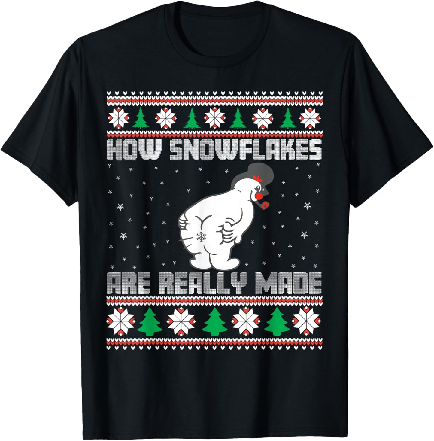 How The Snowflakes Are Really Made Ugly Christmas Pajamas T-Shirt - T-Shirt | Black