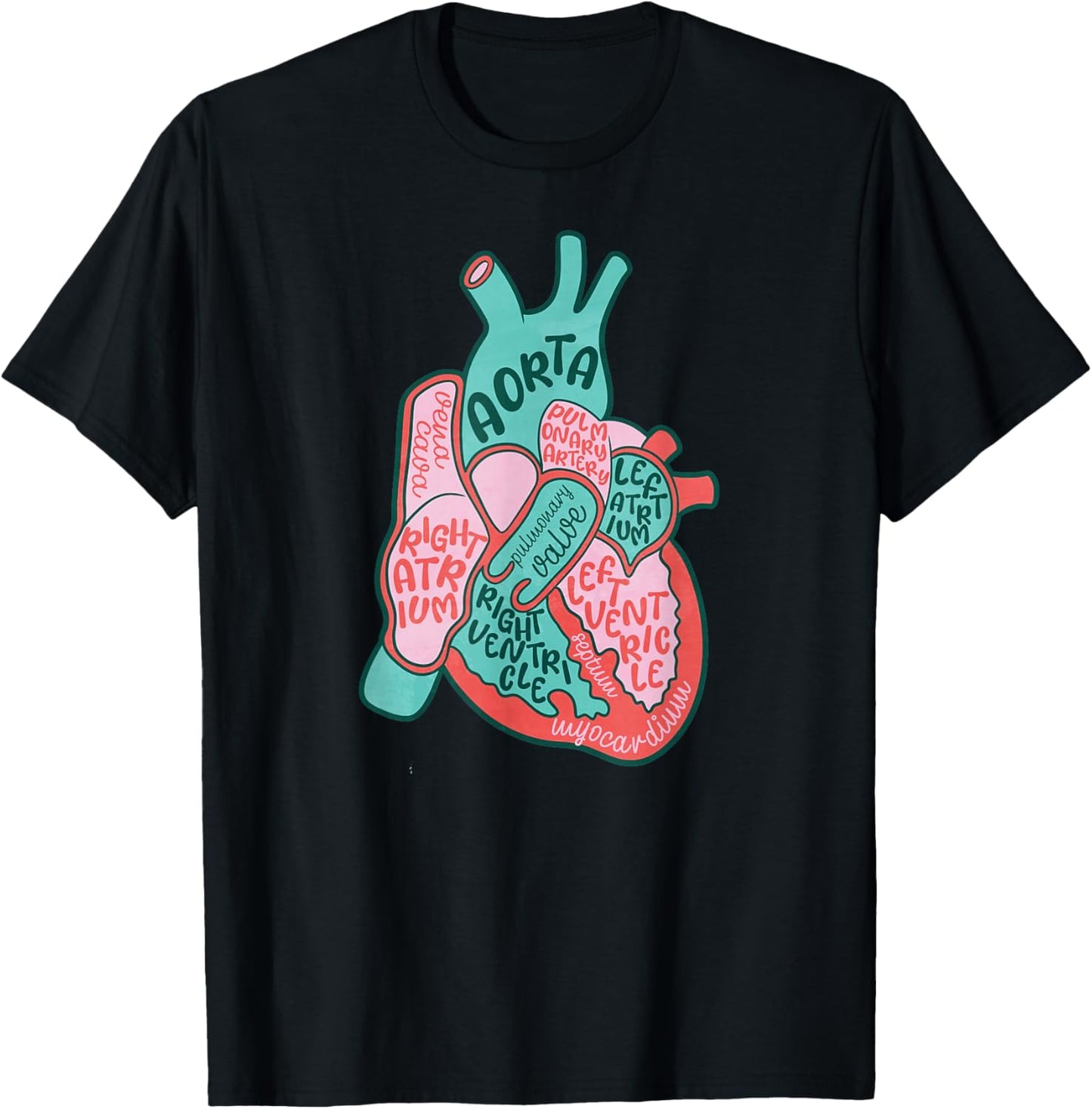 CVICU Cardiac Nurse Human Heart Anatomy Cardiology Biology T-Shirt - T-Shirt | Black