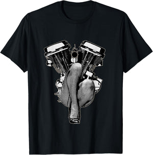 Ultra Sexy HD Panhead Pinup Motorcycle Lets Biker Gear VTwin T-Shirt - T-Shirt | Black
