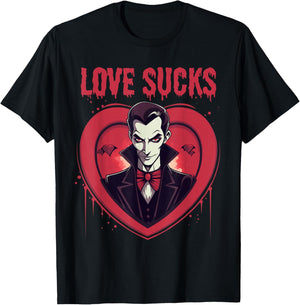 Valloween Love Sucks Vampire Anti Valentines Halloween T-Shirt - T-Shirt | Black