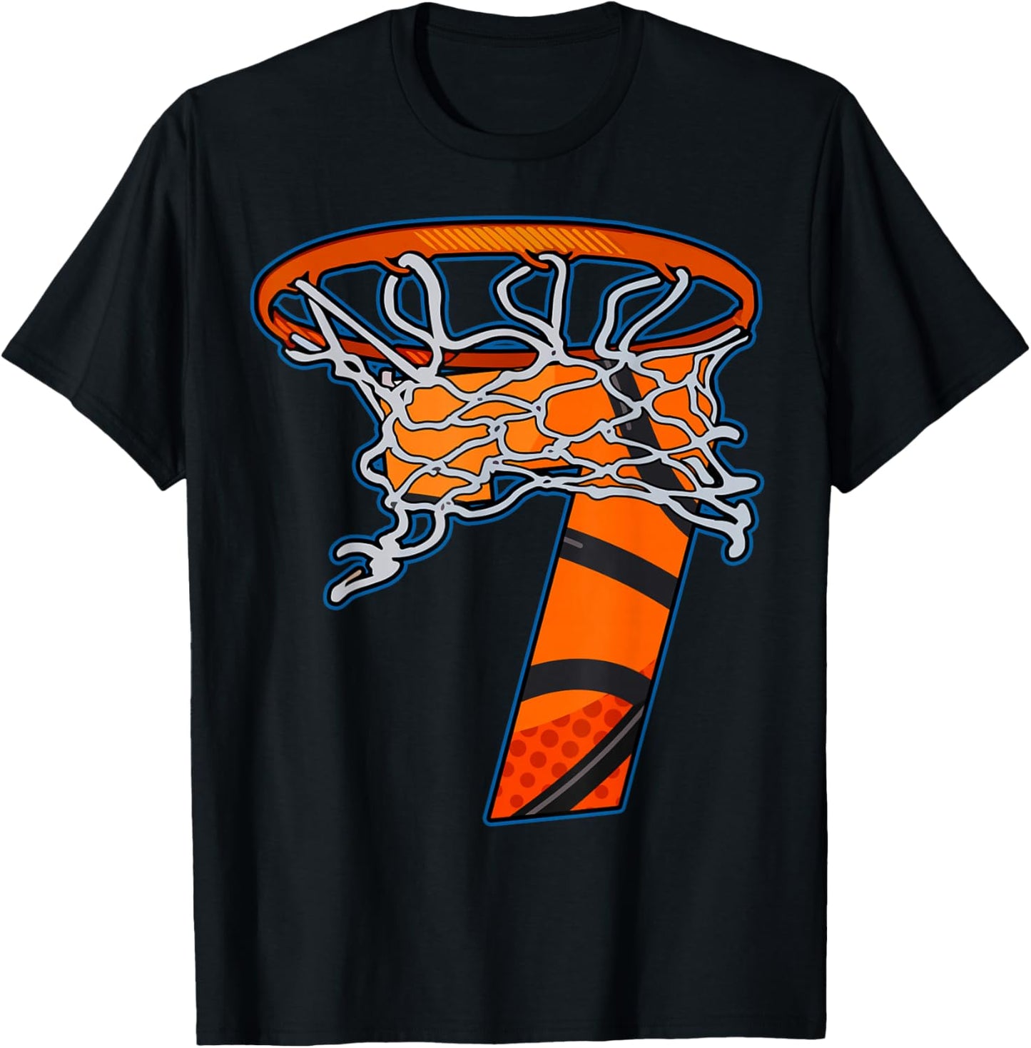 Funny Basketball Team Sport Fan 7 Years Old 7th Birthday T-Shirt - T-Shirt | Black