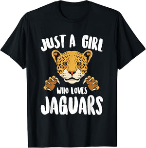 Just a Girl Who Loves Jaguars Wild Cat Girl Love Jaguars T-Shirt - T-Shirt | Black