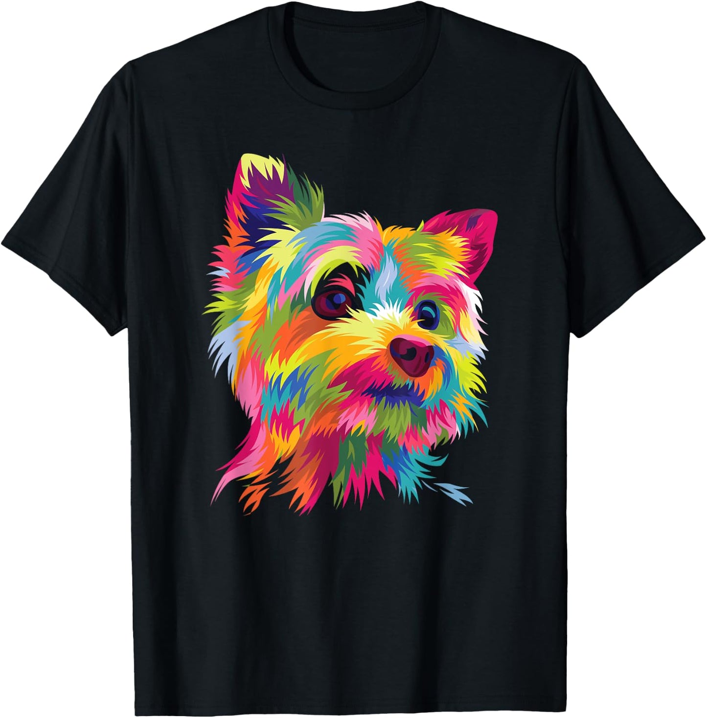 Colorful Pop Art Yorkshire Terrier Portrait Yorkie Lover T-Shirt - T-Shirt | Black