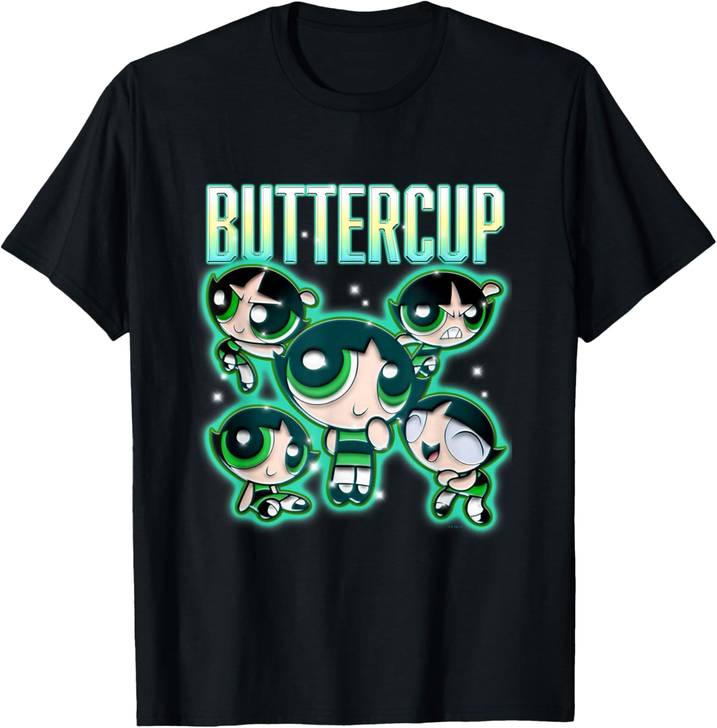 The Powerpuff Girls Buttercup Chrome Multi Pose T-Shirt - T-Shirt | Black