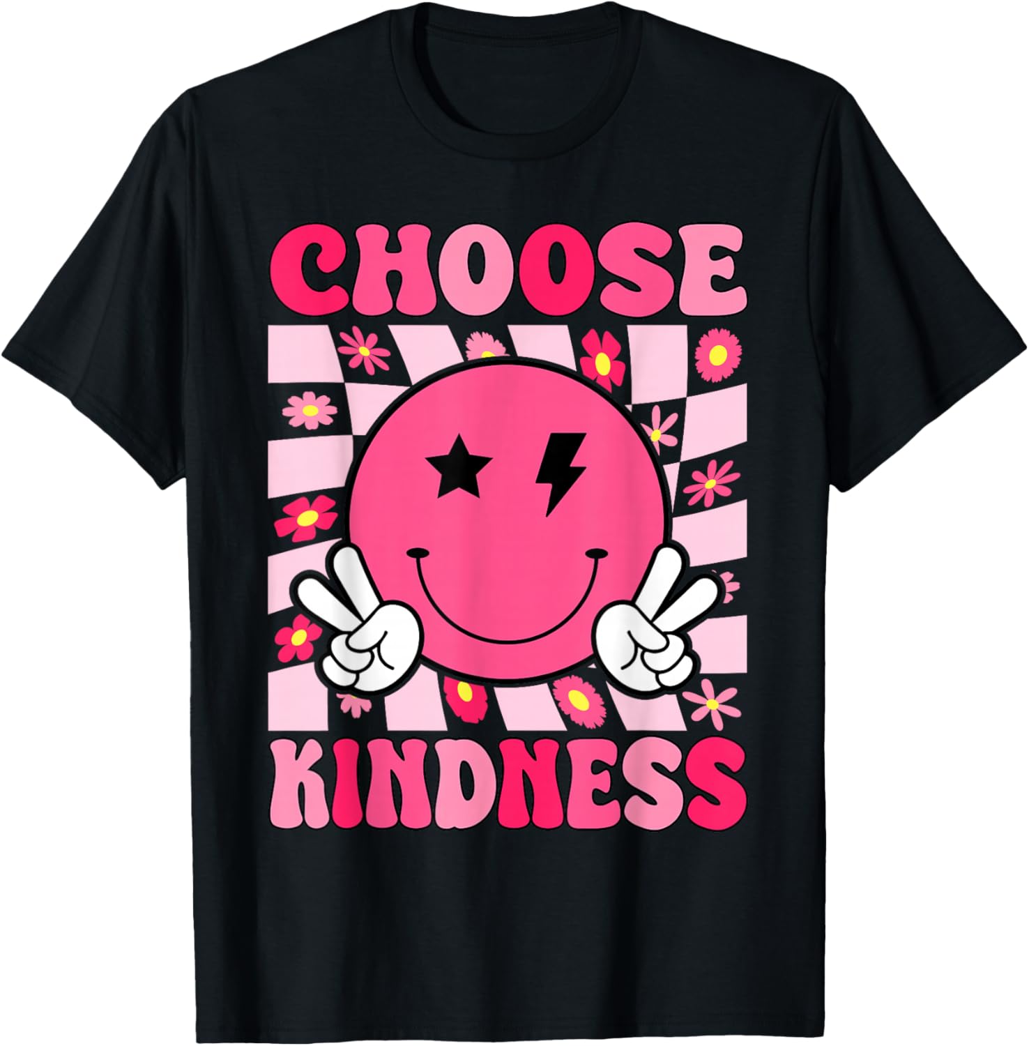Be Kind Choose Kindness Retro Groovy Inspirational T-Shirt - T-Shirt | Black
